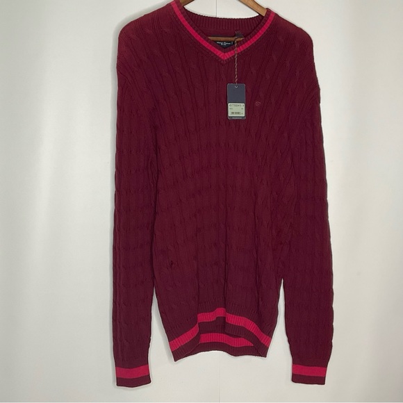 Casa Moda NWT’s Burgundy V-Neck Long Sleeve Patterned Design Sweater Size Medium - Picture 11 of 11